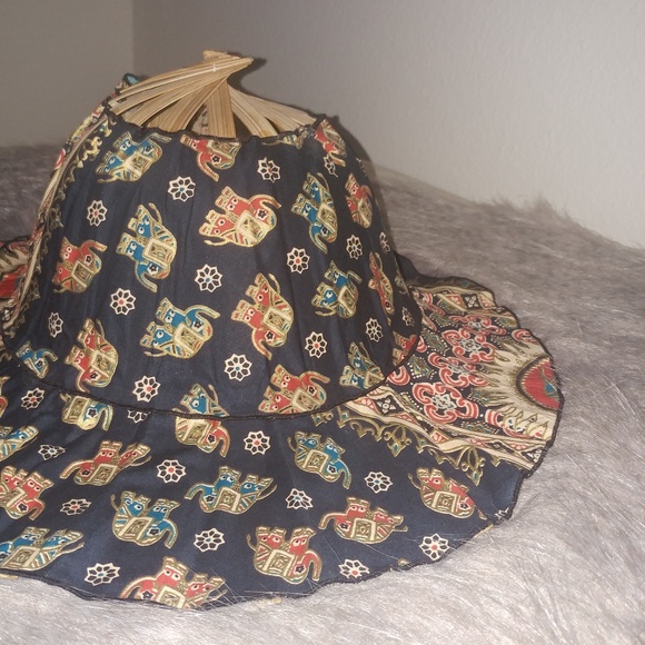 Rice hat Asian style authentic elephant printed pattern hat - Picture 3 of 13